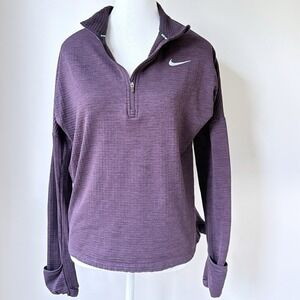 Nike 1/4 Zip Dri-Fit Running Jacket Medium Eggplant Logo Lightweight Sports